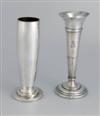 (CUNARD LINE.) Two silver bud vases by Gladwin,